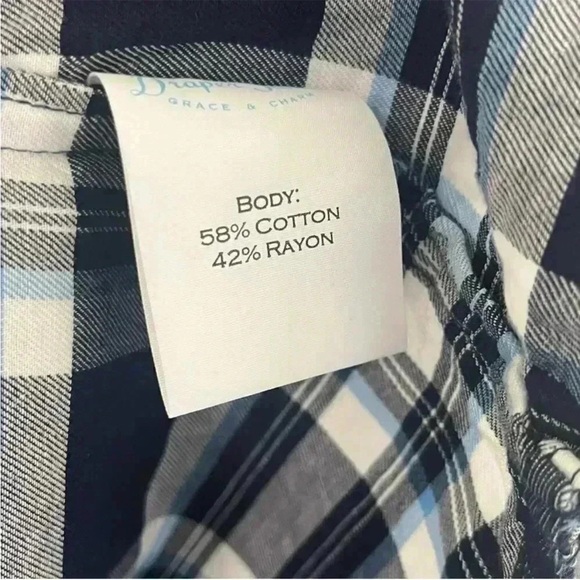 Draper James Plaid Bell-Sleeve Button Up Top - Size 14 - Picture 2 of 8